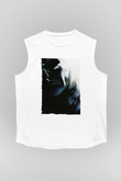 Unisex Kara Şövalye (The Dark Knight) Baskılı Beyaz Kolsuz T-shirt