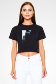 Unisex Kara Şövalye (The Dark Knight) Baskılı Siyah Unisex Crop Top Tişört