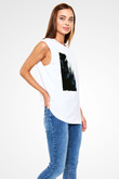 Unisex Kara Şövalye (The Dark Knight) Baskılı Beyaz Kolsuz T-shirt