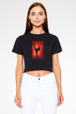 Unisex Karateci Çocuk (The Karate Kid) Baskılı Siyah Crop Top T-shirt