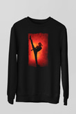 Unisex Karateci Çocuk (The Karate Kid) Baskılı Siyah Sweatshirt