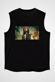 Unisex Karayip Korsanları (Pirates of the Caribbean) Siyah Kolsuz Tshirt