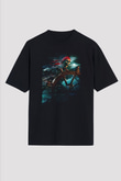 Unisex Karayip Korsanları (Pirates of the Caribbean) Baskılı Siyah Unisex Oversize Tshirt