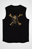 Unisex Karayip Korsanları (Pirates of the Caribbean) Baskılı Siyah Kolsuz Tişört
