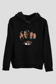 Unisex Kardeş Gibiydiler (Sleepers) Baskılı Siyah Kapüşonlu Sweatshirt