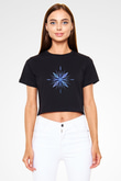 Unisex Karlar Ülkesi 2 (Frozen 2) Baskılı Siyah Crop Top Tshirt