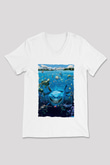 Unisex Kayıp Balık Nemo (Finding Nemo) Baskılı Beyaz V Yaka Tshirt