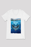 Unisex Kayıp Balık Nemo (Finding Nemo) Baskılı Beyaz V Yaka T-shirt