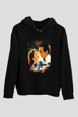 Unisex Kazablanka (Casablanca) Baskılı Siyah Kapüşonlu Sweatshirt