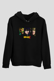 Unisex Kick Ass 2 Baskılı Siyah Kapüşonlu Sweatshirt