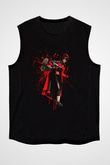 Unisex Kick-Ass Baskılı Siyah Kolsuz T-shirt