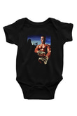 Unisex Kickboxer Baskılı Siyah Bebek Body - Zıbın
