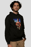Unisex Kickboxer Baskılı Siyah Kapüşonlu Sweatshirt
