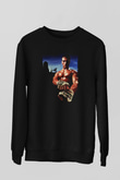 Unisex Kickboxer Baskılı Siyah Sweatshirt