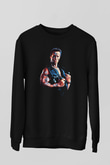 Unisex Komando (Commando) Baskılı Siyah Sweatshirt