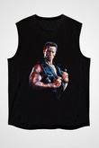 Unisex Komando (Commando) Baskılı Siyah Kolsuz Tshirt