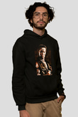Unisex Komando (Commando) Baskılı Siyah Kapüşonlu Sweatshirt