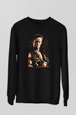 Unisex Komando (Commando) Baskılı Siyah Sweatshirt