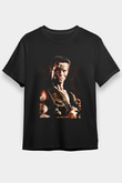 Unisex Komando (Commando) Baskılı Siyah Tişört