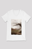 Unisex Korku Seansı (The Conjuring) Baskılı Beyaz V Yaka Tshirt