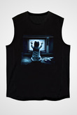 Unisex Kötü Ruh (Poltergeist) Baskılı Siyah Kolsuz T-shirt