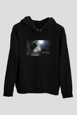 Unisex Kurt Adam (The Wolfman) Baskılı Siyah Kapüşonlu Sweatshirt