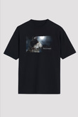 Unisex Kurt Adam (The Wolfman) Baskılı Siyah Oversize T-shirt