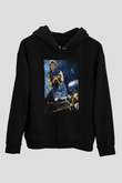 Unisex Lethal Weapon Baskılı Siyah Kapüşonlu Sweatshirt