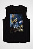 Unisex Lethal Weapon Baskılı Siyah Kolsuz T-shirt