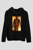 Unisex Logan Baskılı Siyah Kapüşonlu Sweatshirt