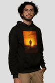 Unisex Logan Baskılı Siyah Kapüşonlu Sweatshirt