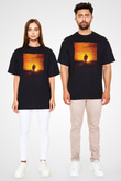 Unisex Logan Baskılı Siyah Oversize Tshirt
