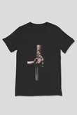 Unisex Logan Baskılı Siyah V Yaka T-shirt