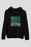 Unisex Lost Baskılı Siyah Kapüşonlu Sweatshirt