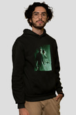 Unisex Matrix Baskılı Siyah Kapüşonlu Sweatshirt