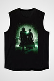 Unisex Matrix Baskılı Siyah Kolsuz Tshirt
