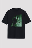 Unisex Matrix Baskılı Siyah Oversize Tişört