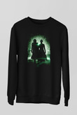 Unisex Matrix Baskılı Siyah Sweatshirt
