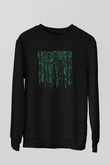 Unisex Matrix Baskılı Siyah Sweatshirt