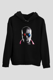 Unisex Matrix Baskılı Siyah Unisex Kapüşonlu Sweatshirt