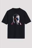 Unisex Matrix Baskılı Siyah Unisex Oversize T-shirt