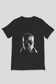 Unisex Matrix Baskılı Siyah Unisex V Yaka T-shirt