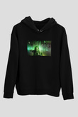 Unisex Matrix Resurrections (The Matrix Resurrections) Baskılı Siyah Kapüşonlu Sweatshirt