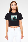 Unisex Matrix (The Matrix) Baskılı Siyah Crop Top Tshirt