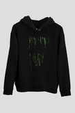 Unisex Matrix (The Matrix) Baskılı Siyah Kapüşonlu Sweatshirt