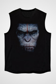Unisex Maymunlar Cehennemi Şafak Vakti (Dawn of the Planet of the Apes) Baskılı Siyah Kolsuz T-shirt