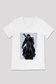 Unisex Maymunlar Cehennemi Savaş (War for the Planet of the Apes) Baskılı Beyaz V Yaka Tshirt