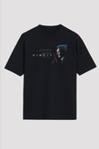 Unisex Memory Baskılı Siyah Oversize Tshirt