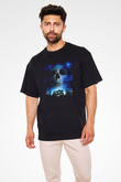 Unisex Merdiven Altındakiler (The People Under the Stairs) Baskılı Siyah Oversize T-shirt