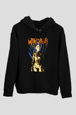 Unisex Metropolis Baskılı Siyah Kapüşonlu Sweatshirt